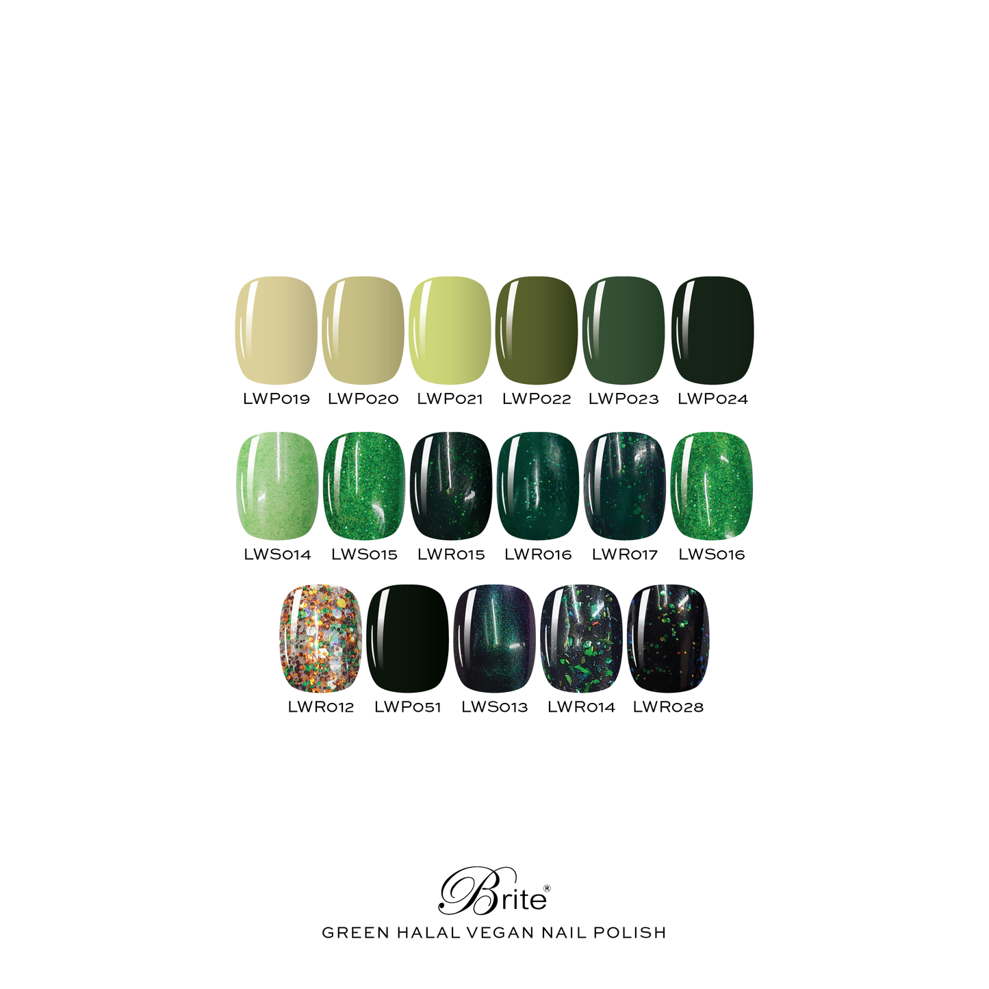 Brite Halal Vegan Nail Polish (Green Series)