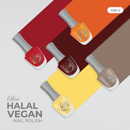 Brite Halal Vegan Nail Polish Gen 2 (Red, Orange & Brown Series)