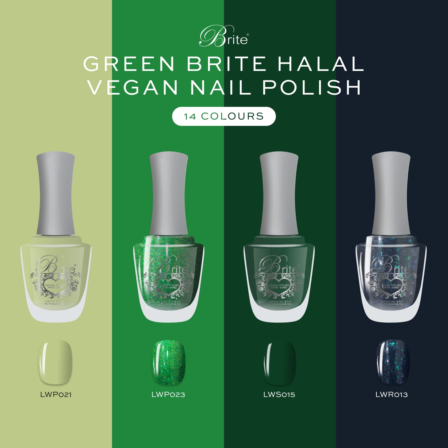 Brite Halal Vegan Nail Polish (Green Series)