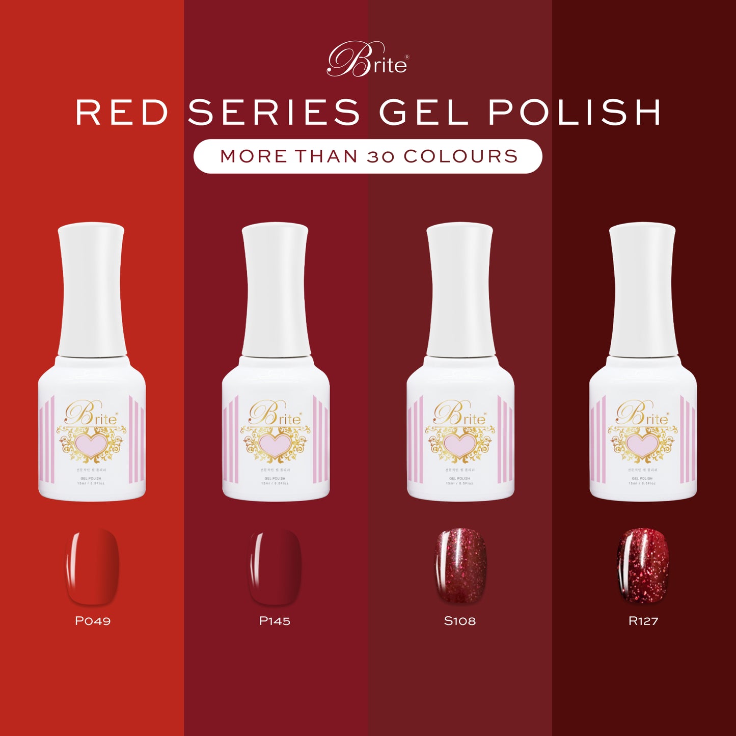 Brite Gel Polish (Red Series)